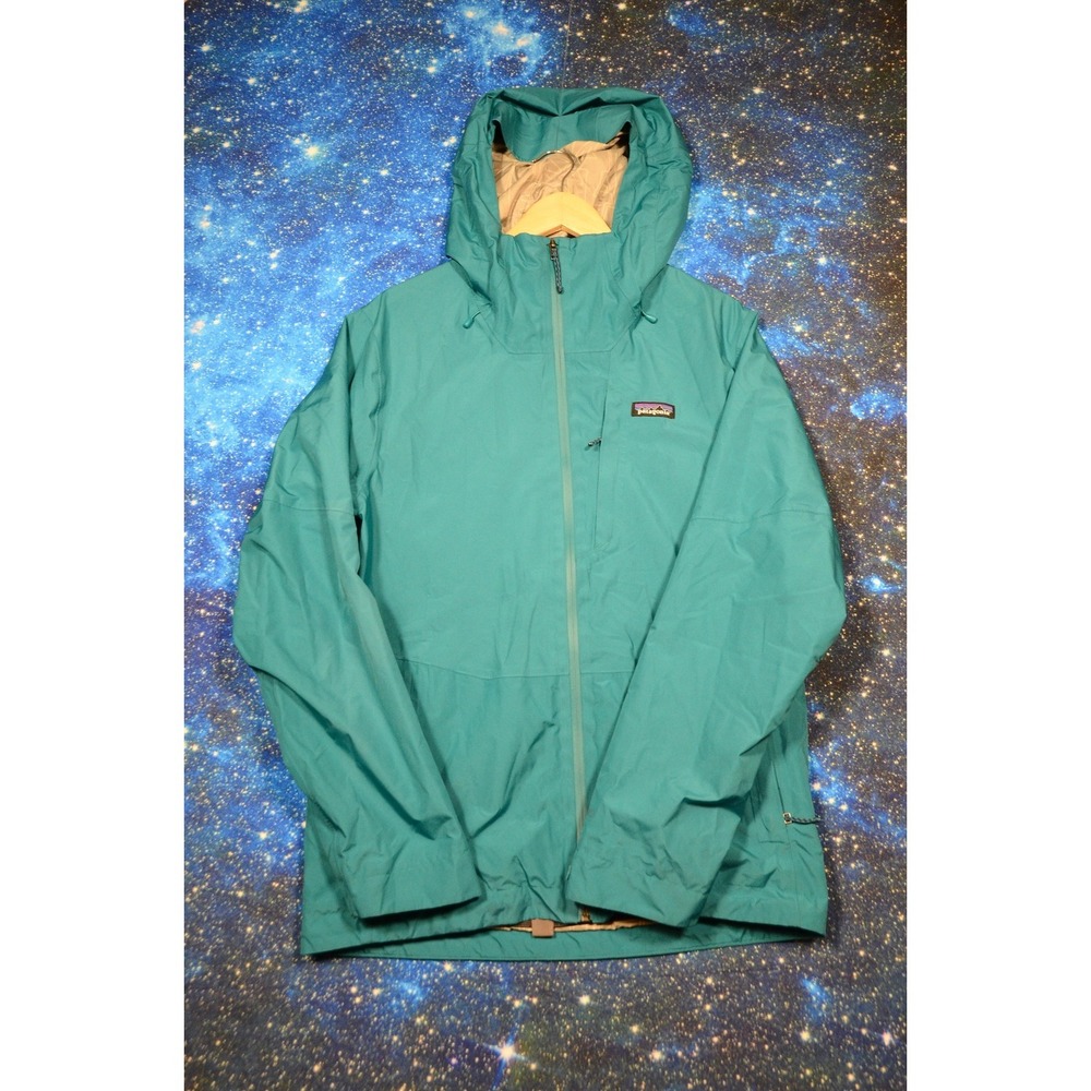 Patagonia Ski Jacket Mens Small Green Hooded‎ RECCO Lined Zip Pockets Winter
